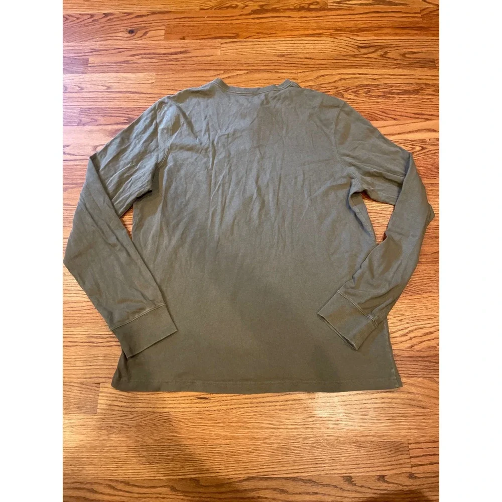 J. Crew Mens Henley Shirt XL Tall Olive Green Vintage Jersey Long Sleeve
